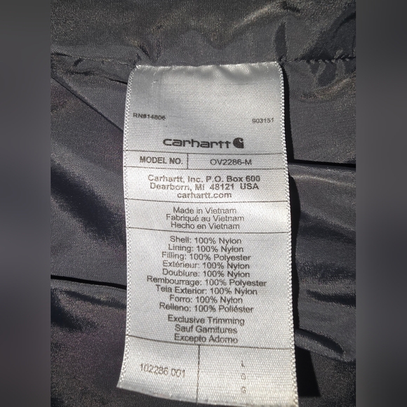 Carhartt Men's Black Rain Defender Quilted Vest - Picture 8 of 9